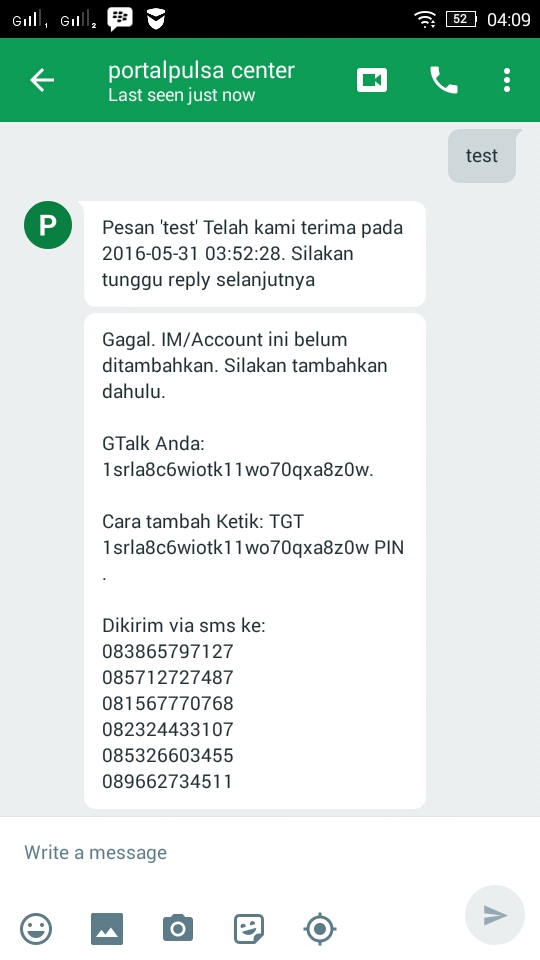 Transaksi Pulsa Lewat Gtalk / Hangouts