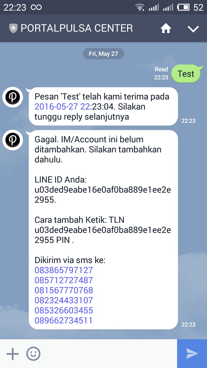 Transaksi Pulsa Lewat LINE